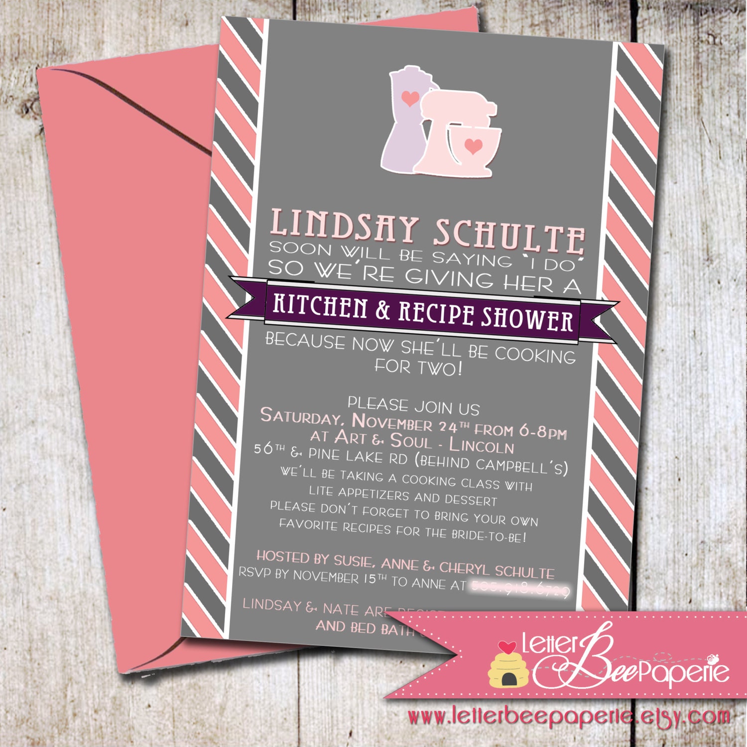 Bridal / Recipe Shower Invitation - Custom Order to Match the Bride's Colors - DIY Printable Invite - Wedding, Kitchen Shower, Exchange Il_570xn