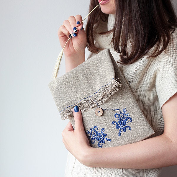 SALE iPad sleeve iPad case Hand embroidery Rustic by GalaBorn