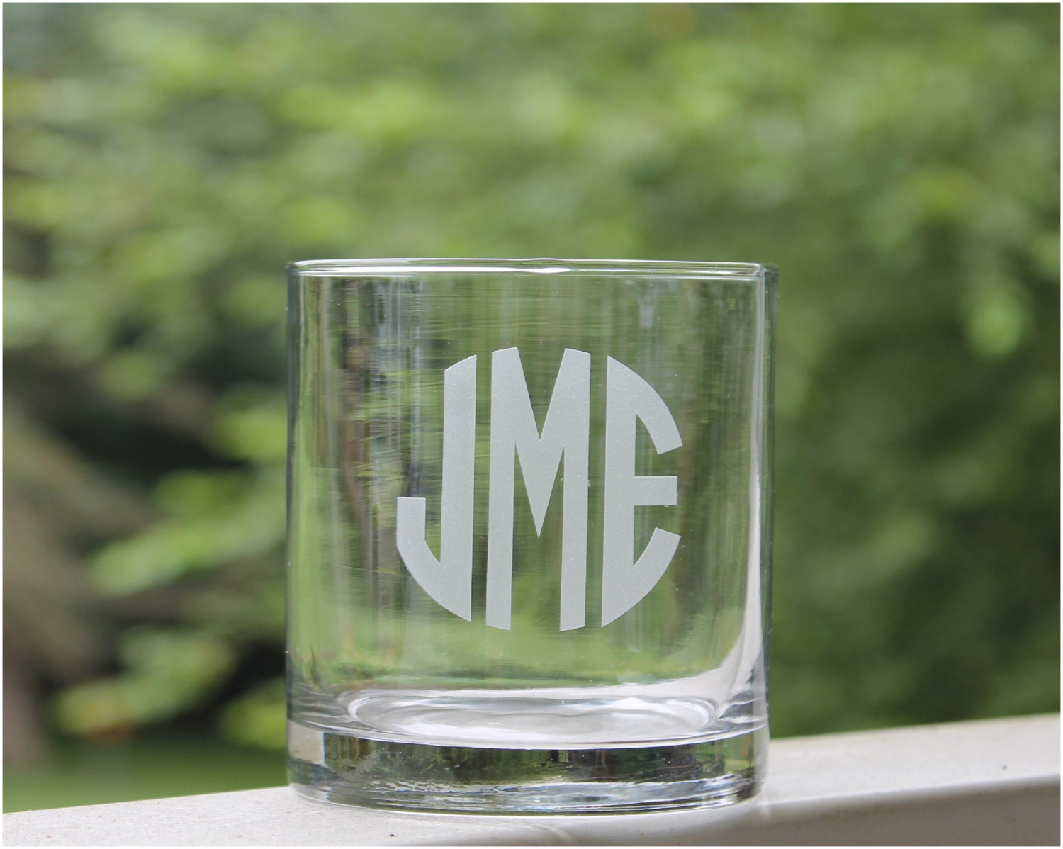 Etched whiskey glass Etched Rock glass Monogram by StoneEffectsMD