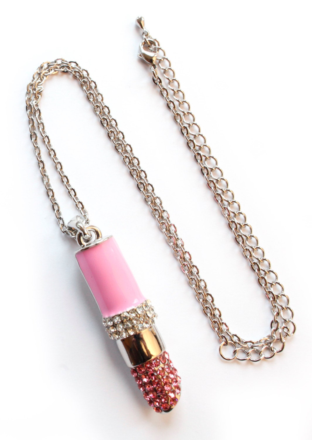 Pink lipstick necklace by Double Dice - DoubleDice