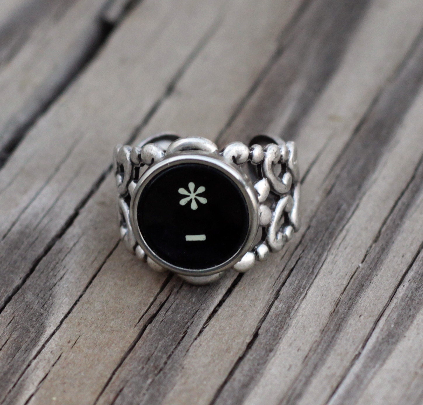 Vintage Typewriter Key Filigree Ring by KeysAndMemories on Etsy
