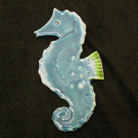 Seahorse Ceramic Wall Tile decor by catfishcorner on Etsy