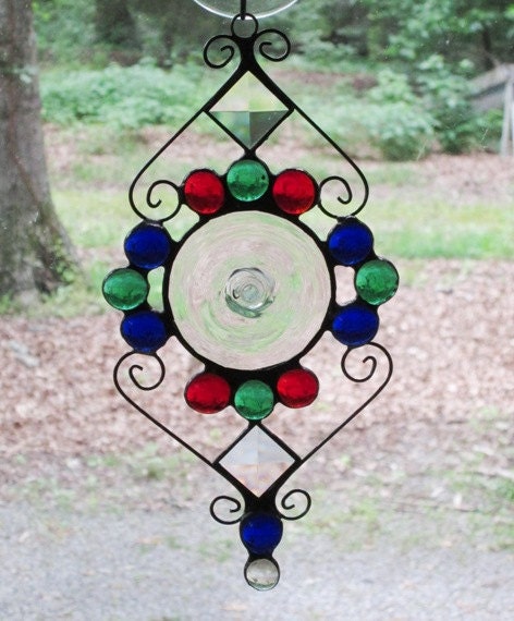 Stained Glass Suncatcher Clear Rondel By Cartersstainedglass