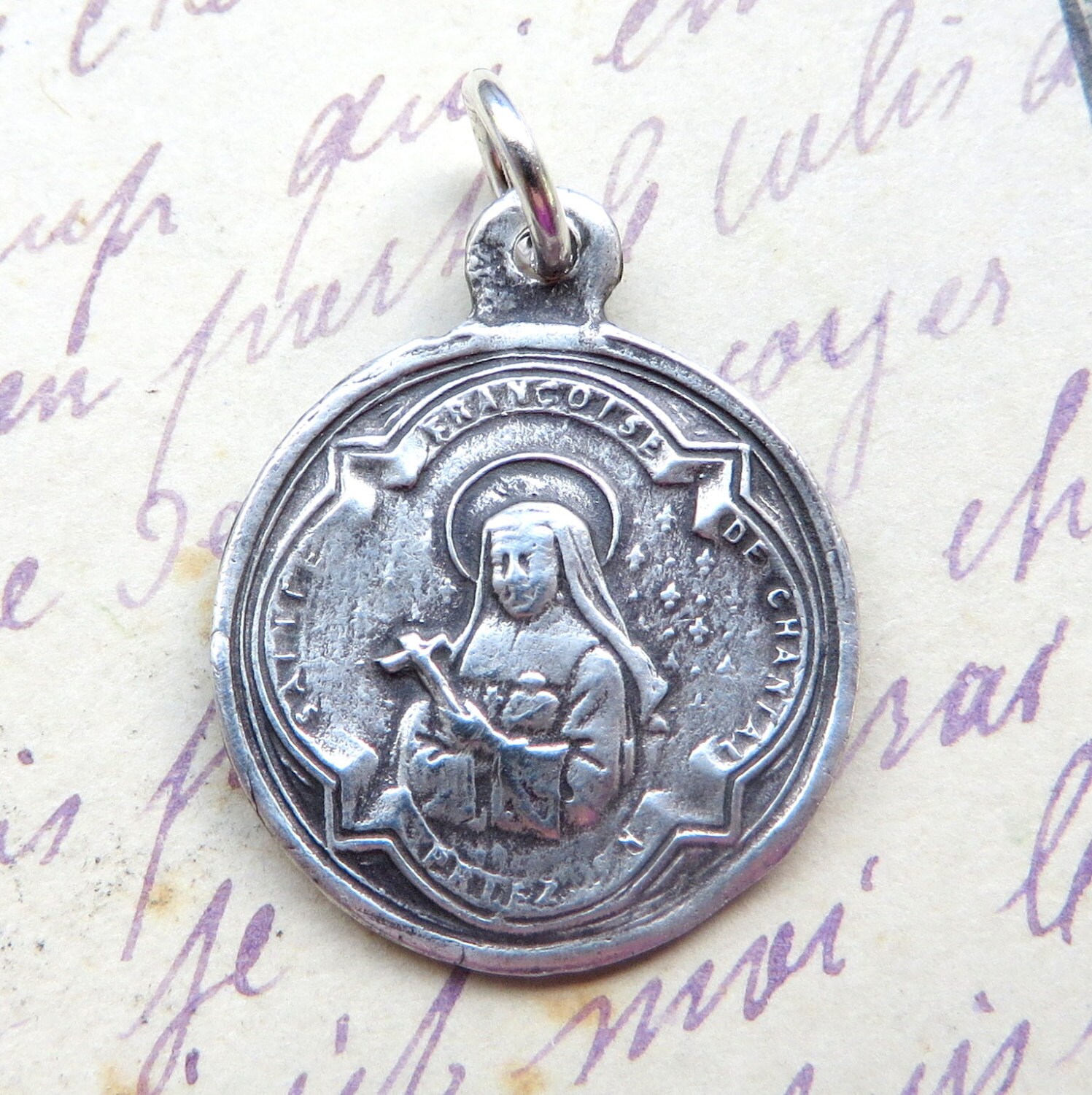 Fine Silver St Jane Frances de Chantal Medal by rosamystica