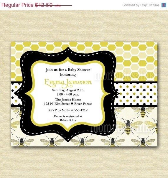 HOLIDAY SALE 10% off Honeybee Baby Shower Invitation - Mommy to Bee - PRINTABLE Invitation Design Il_570xn