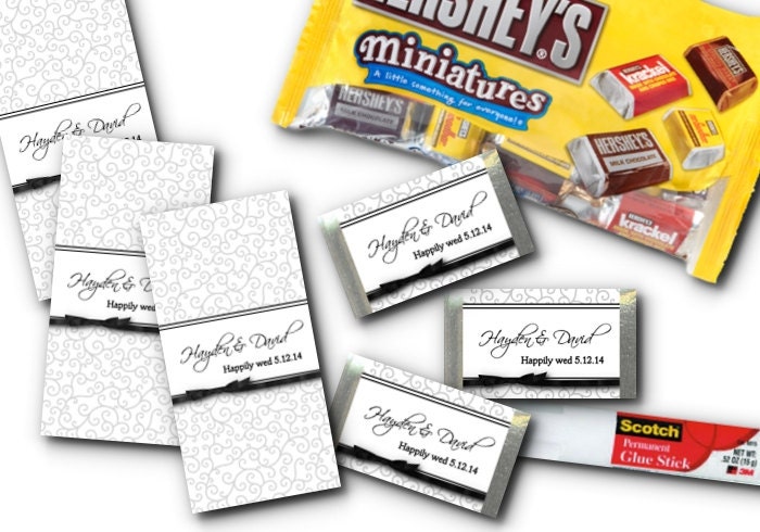 12 Hershey Candy Bar Wrappers, Elegant Black & White, Bow, Wedding, Engagement Party, Shower, Birthday Il_570xn