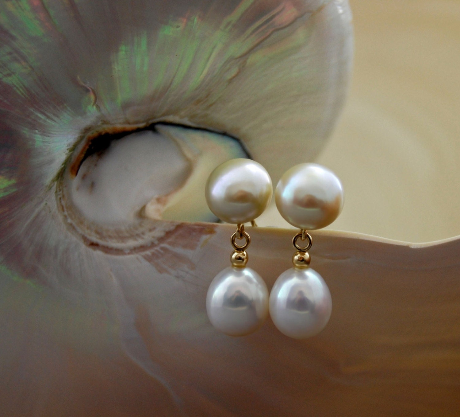 Kira - pearl earrings,dangle earrings, earrings, solid gold, wedding, anniversary, for her, gift, pearl jewelry, birthday, stud earring