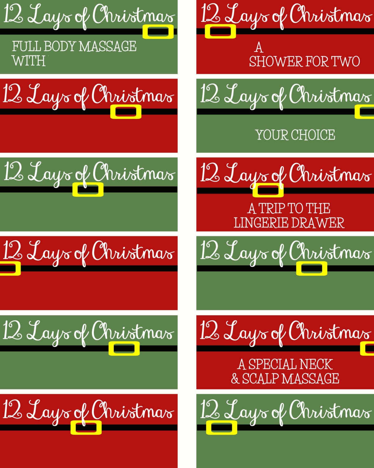 12 Lays Of Christmas Naughty Coupons For By Whilehewasnapping