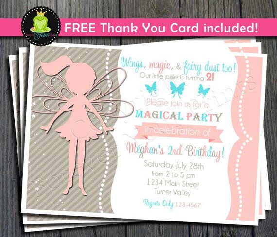 Fairy Birthday Invitation - FREE Thank You Card included Il_570xn