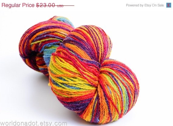 KAUNI Wool Yarn, Self-Striping Rainbow, FREE SHIPPING worldwide