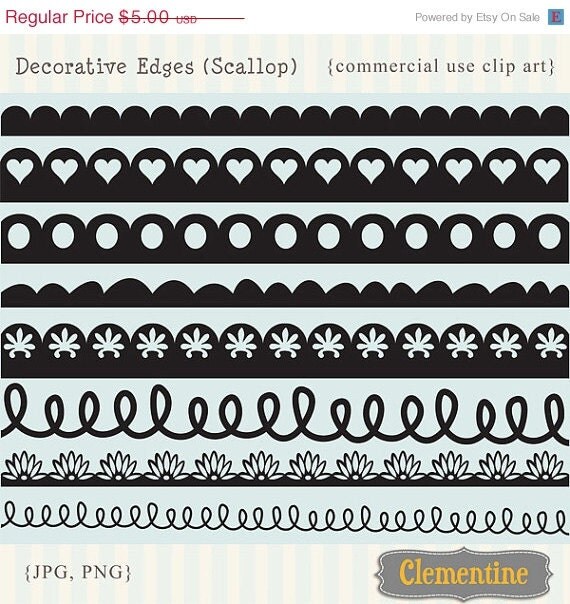 40% OFF SALE Decorative borders clip art images, royalty-free (scallop)- Instant Download Il_570xn
