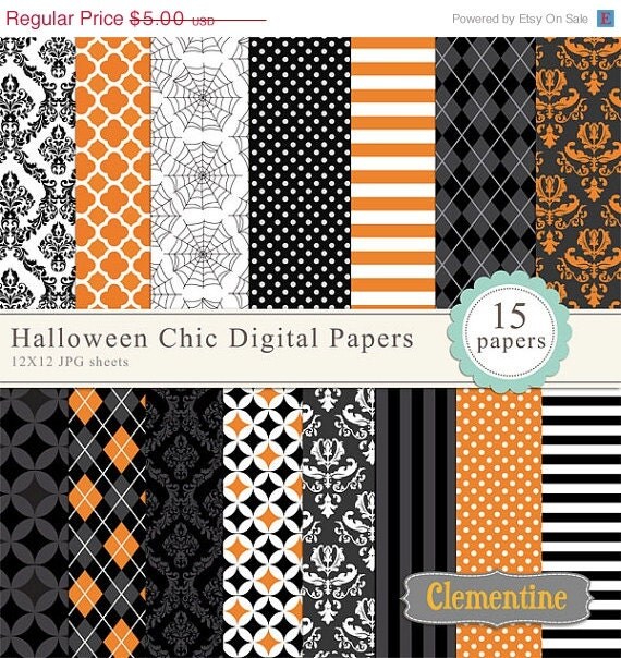Halloween digital paper 12x12, digital scrapbooking paper, royalty free