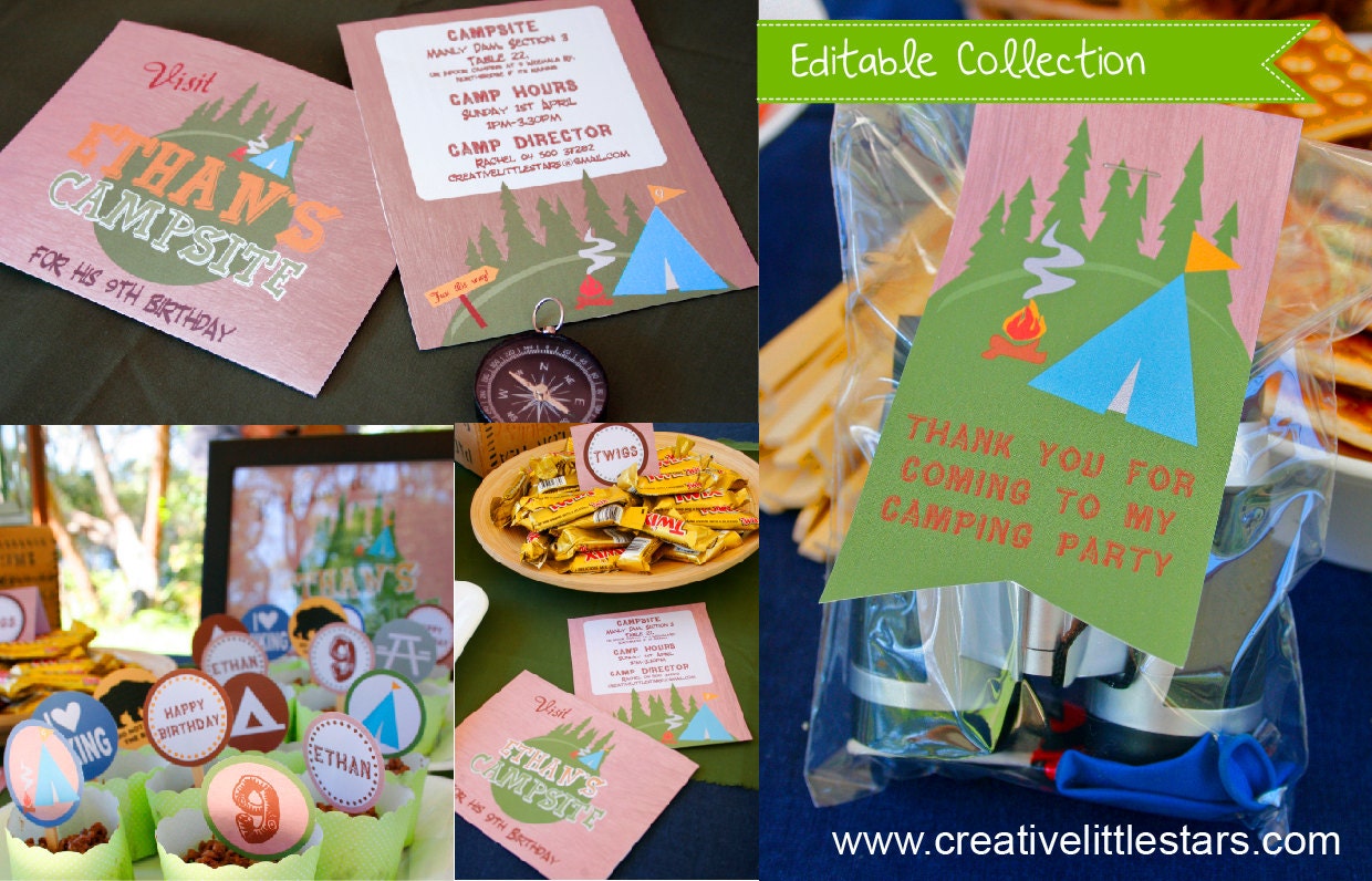 Camping Party DIY Printable Kit - INSTANT DOWNLOAD Il_570xn