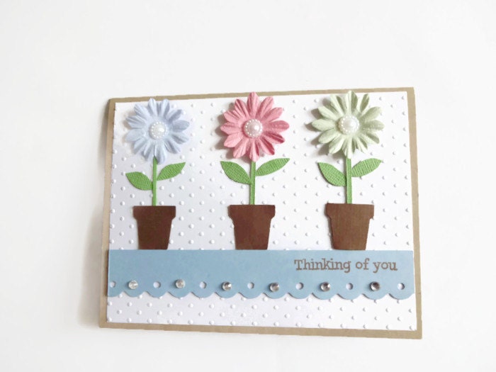 Thinking of You Card Pastel Flowers Card - lilaccottagecards
