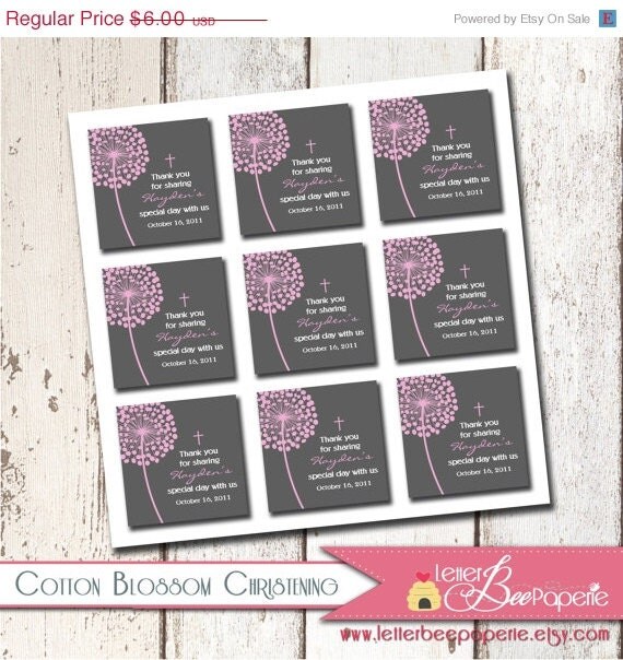 ON SALE Cotton Blossom Printable Favor Tags - Baptism/Christening - Showers/Birthday Parties - Choose Your Colors - DIY - Thank You Tag, De Il_570xn