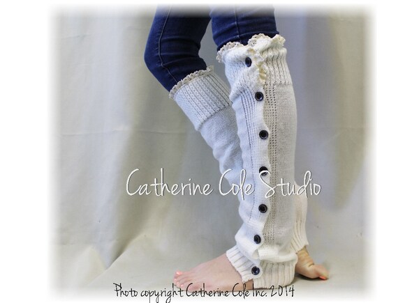 BLISS Button down cream Leg warmers by LaceBootSocksbyCCole