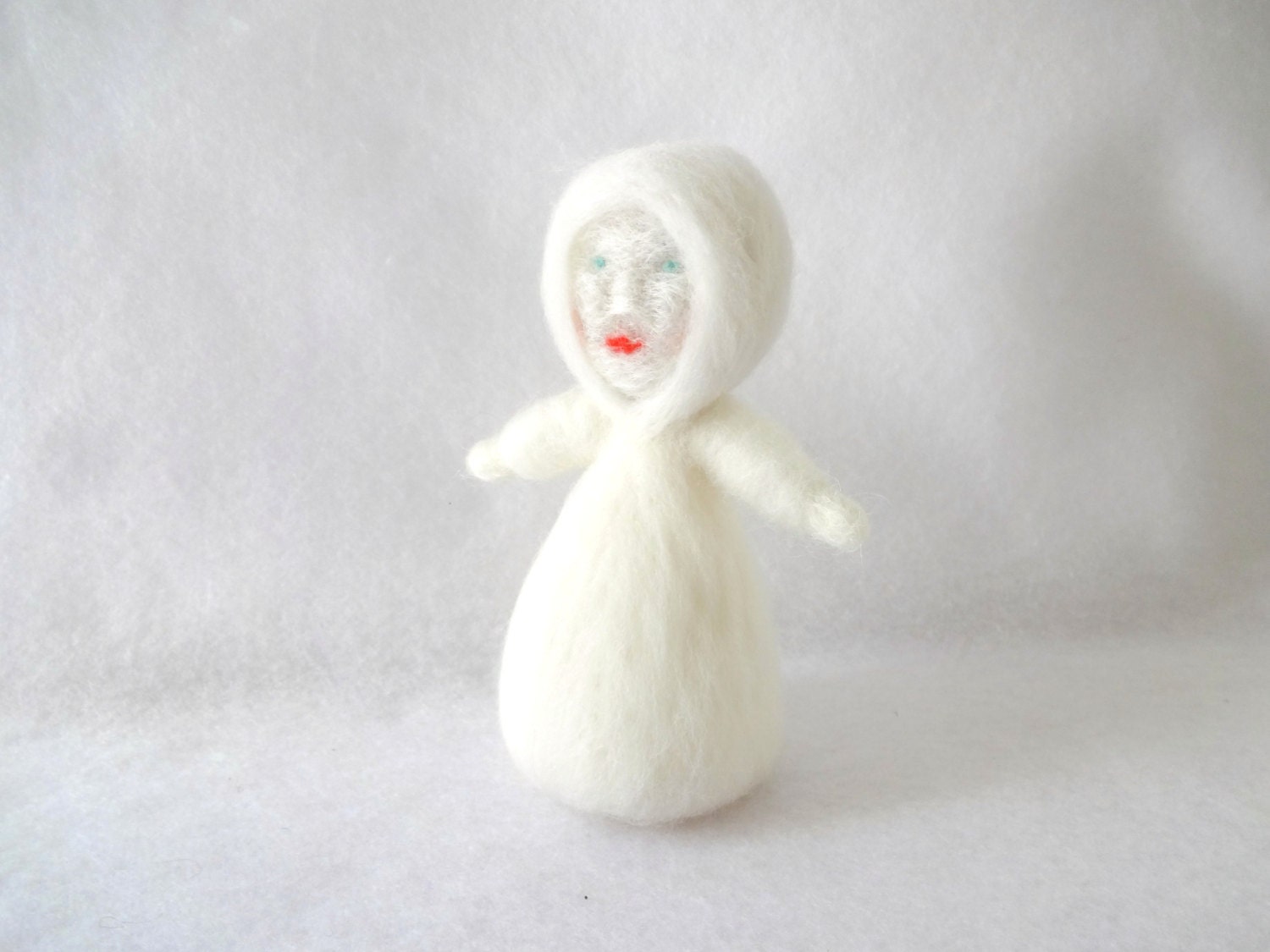 Snow Princess - needle felted storytelling puppet doll  - in stock and ready to ship - EarthyMamaGoods