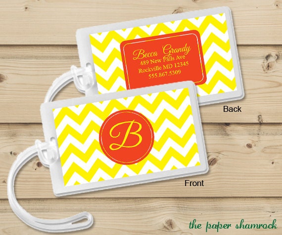Chevron Luggage Tag, Bag Tag, Backpack Tag, ID Tags, Personalized, Custom Il_570xn