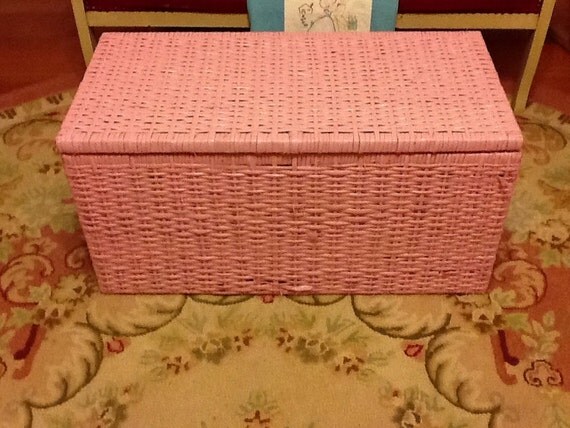 pink plastic toy chest