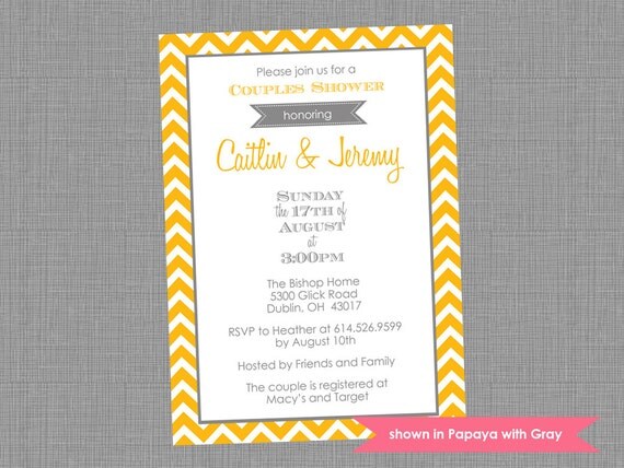 Couples Shower Invite - Printable Shower Themed Chevron Invitation - Colors and Text Customizable Il_570xn