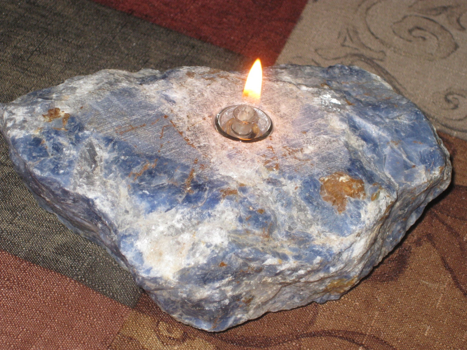 Candles Rock candle Blue sodalite candle by