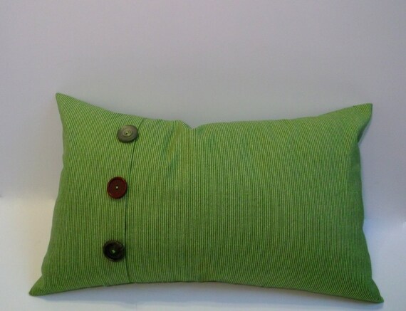 Green button lumbar pillow cover 3 button accent by ShadoBox