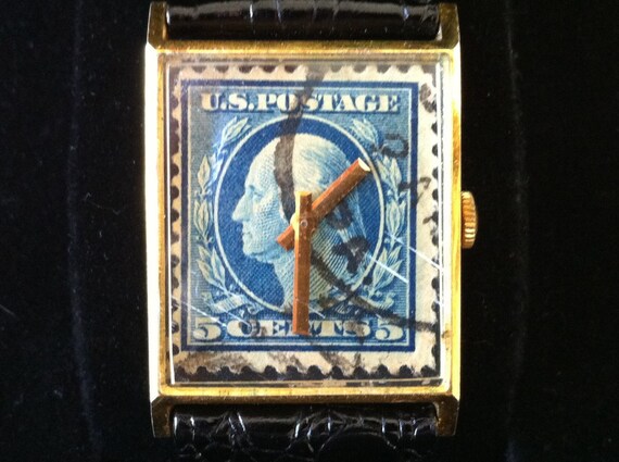 Rare U S A Stamp Watch / 17 Jewels by delovelyness on Etsy