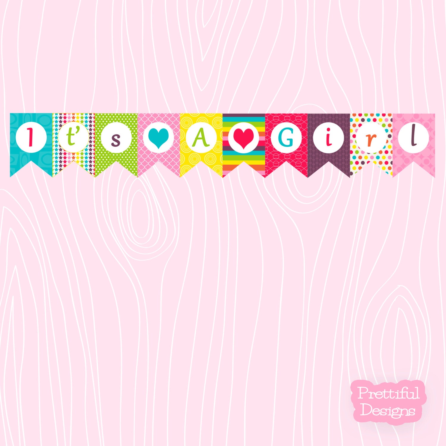It's A Girl Banner Printable Sent Via Instant Download Girly Rainbow Il_570xn