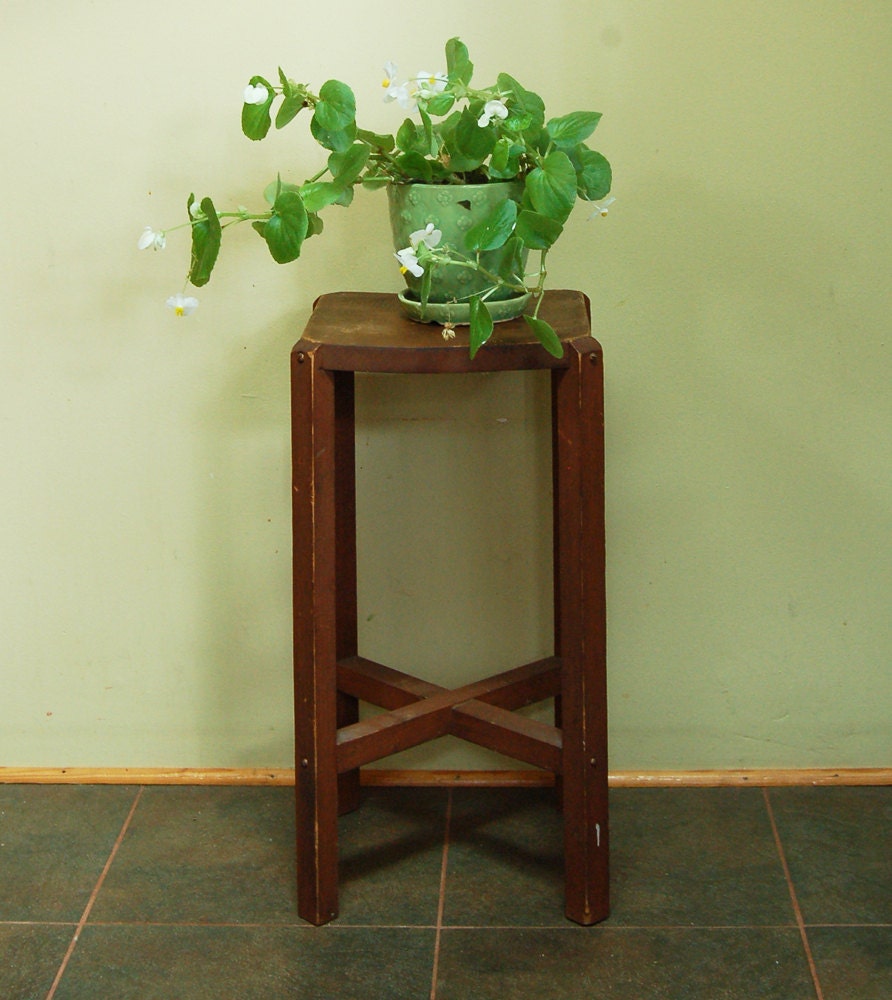 Vintage Wooden Plant Stand / Rustic Wood by PineSpringsCottage