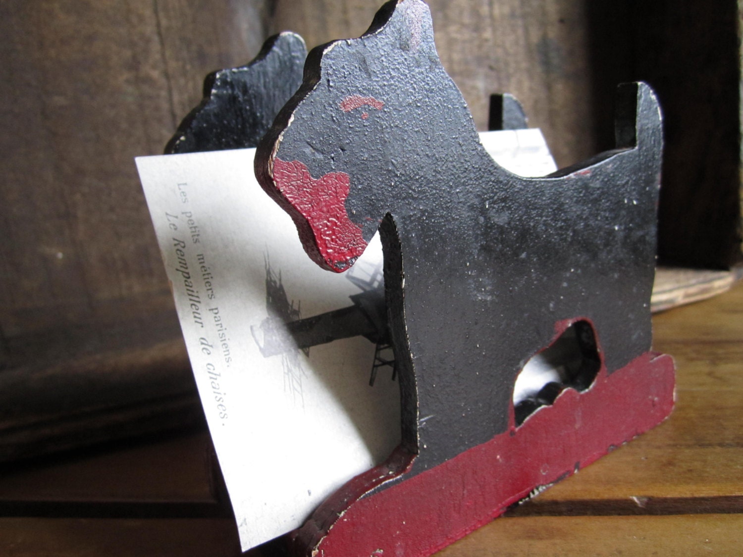 Vintage Wood Scotty Dog Envelope Holder Desk by foofarawVINTAGE