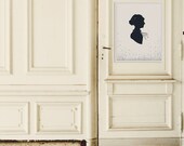 Victorian Woman Silhouette Giclee Print Fine Art Home Decor Home and Wall Art Navy Blue Silhouette of a Woman's Profile Polka Dots - bellesandghosts