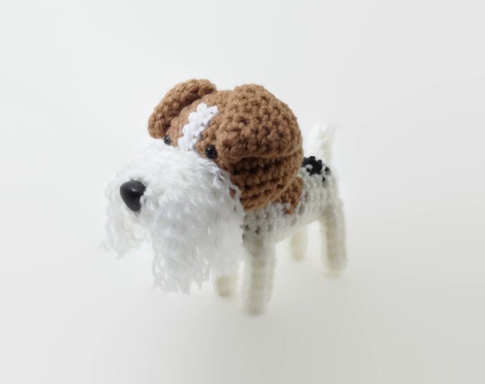 Wire Fox Terrier Amigurumi Stuffed Animal Crochet by Inugurumi