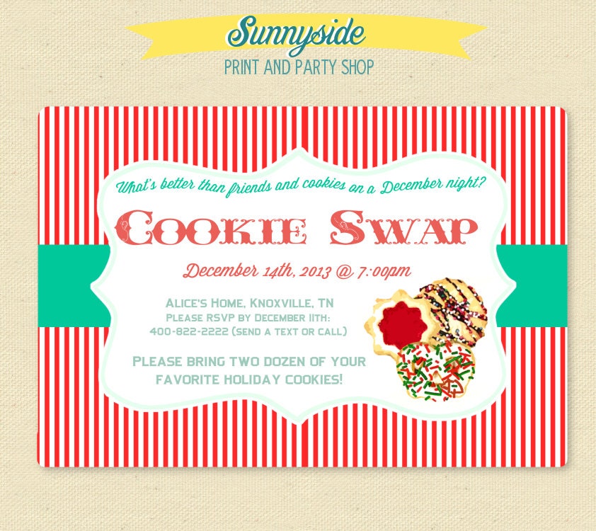 Cookie Swap - Cookie Exhchange Holiday Christmas Party Invitation - Printable Invite Il_570xn