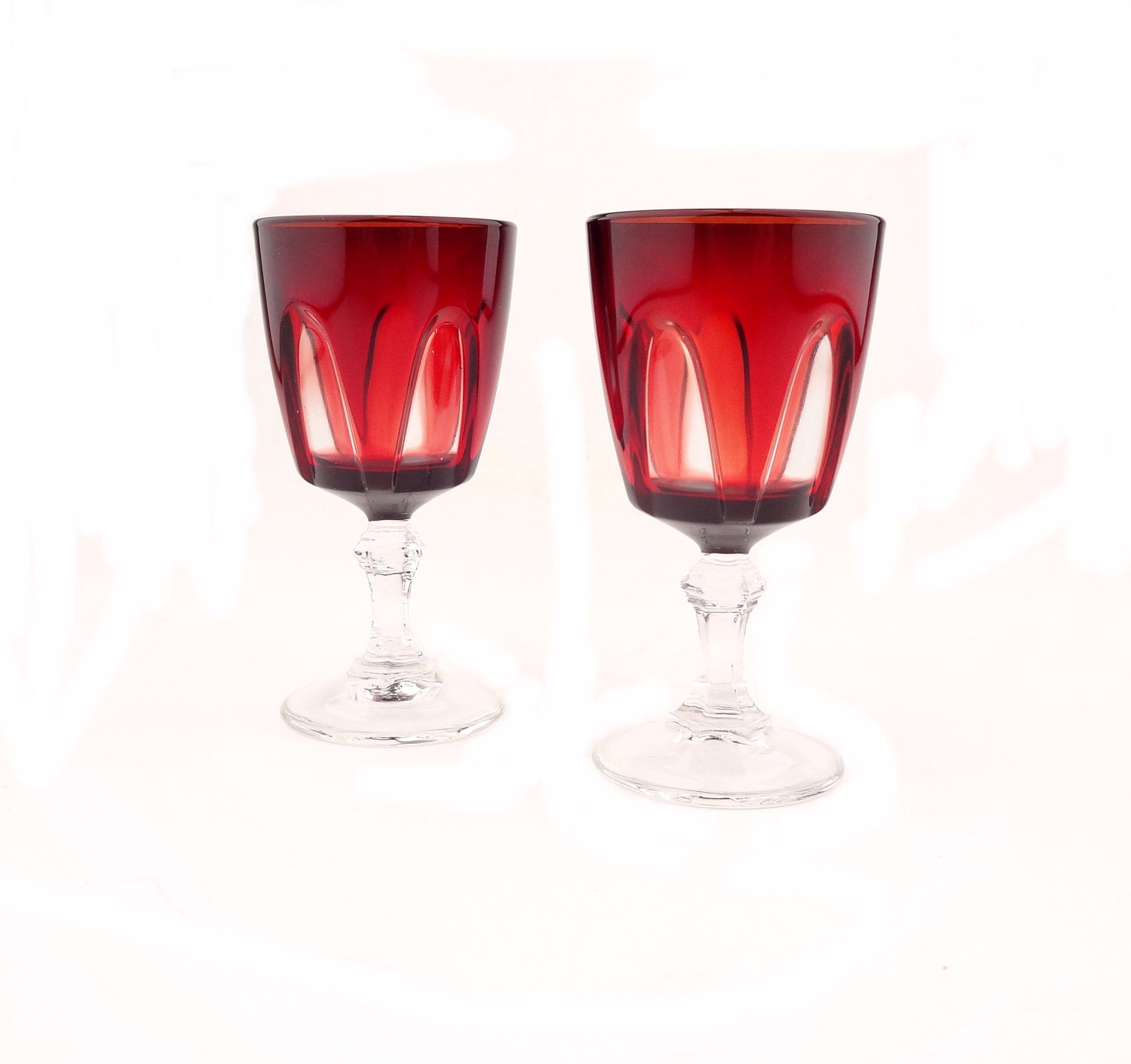 Vintage Cristal D Arques Ruby Red Cordial Glasses By Theglasslily