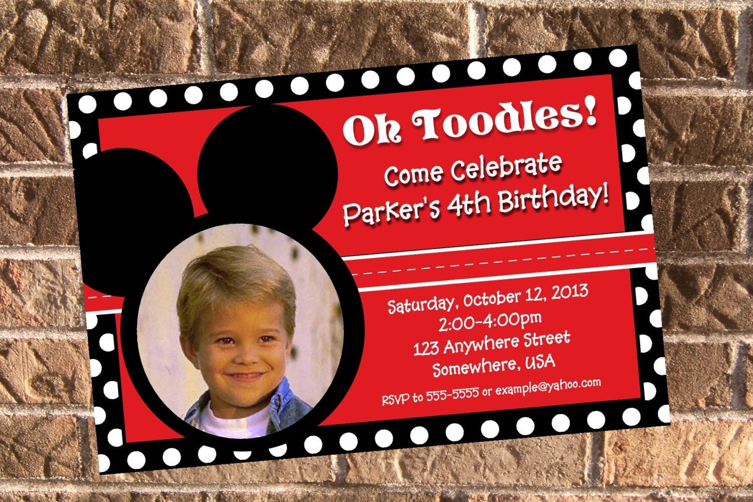 Mickey Mouse Inspired Birthday Party Photo Invitation Il_570xn