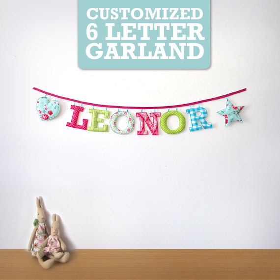 Customized Handmade Fabric Garlands - 6 Letter Name Il_570xn