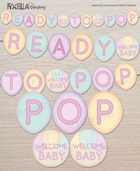 Ready To Pop - Printable Banner for a Baby shower. Non-personalized printable banner.neutral baby shower Il_570xn