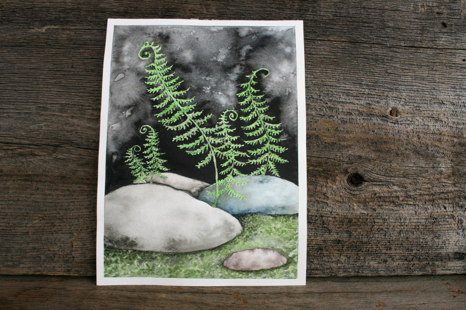 Dancing Ferns - Original Watercolor Painting - 9X12 - TwigsandBlossoms