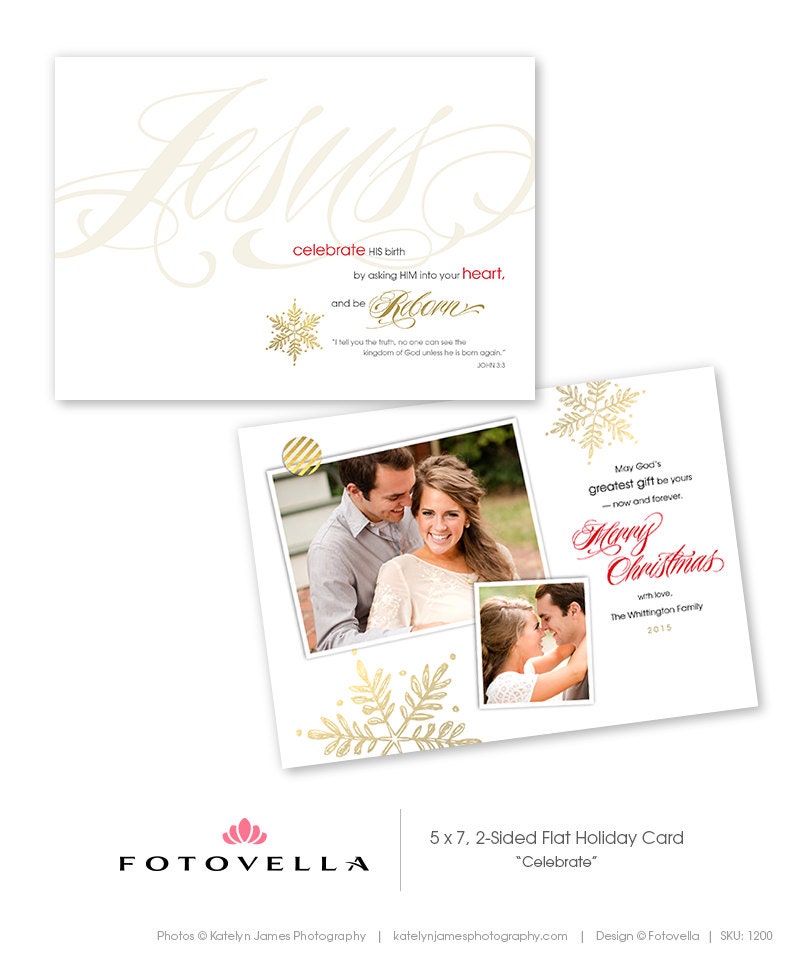 Christian Christmas Card Photoshop Template 1200 by FOTOVELLA
