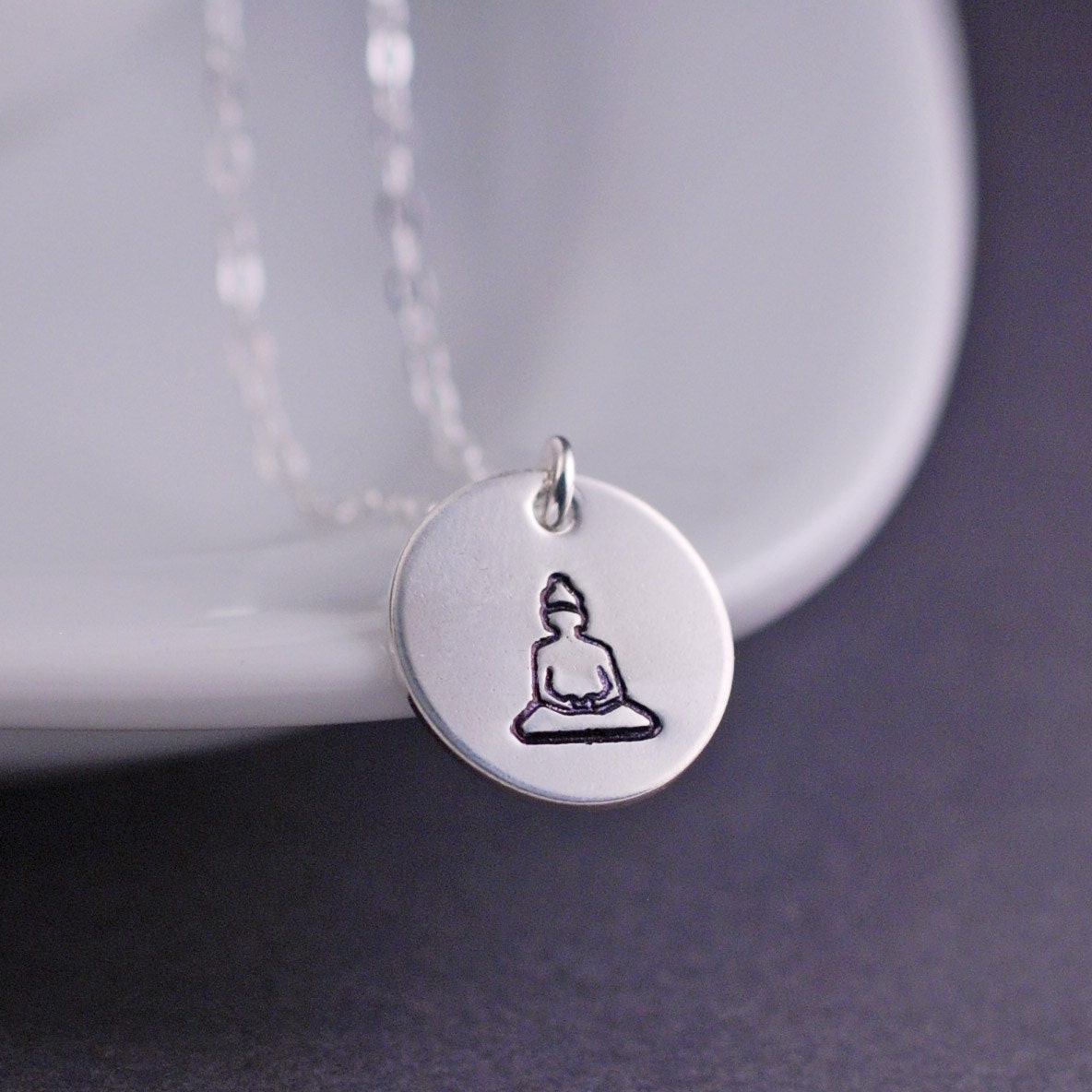 Buddha Necklace, Sterling Silver Yoga Charm Necklace, Zen Jewelry ...