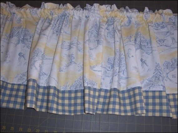 blue and yellow child theme toile valance nursery by blue and yellow child theme toile valance nursery by