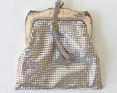 Vintage Coin Purse, Silver, Whiting and Davis Mesh Bag - bellalulu