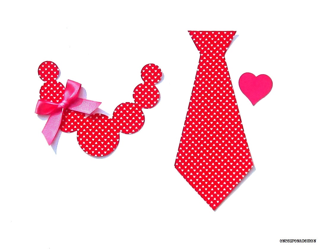 Valentine's Day Brother/Sister/Twins Necklace & Tie...Fabric Iron On Applique Set...Ribbon Included - OnceUponaDesign