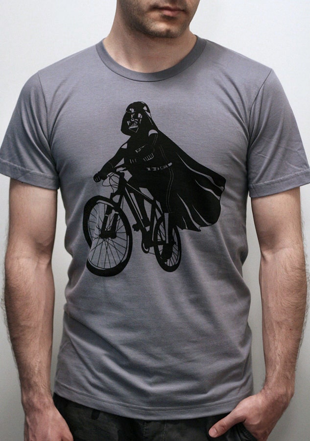 Darth Vader is Riding It - Mens t shirt / Unisex t shirt printed with ECO ink (Star Wars Darth Vader bike t shirt)