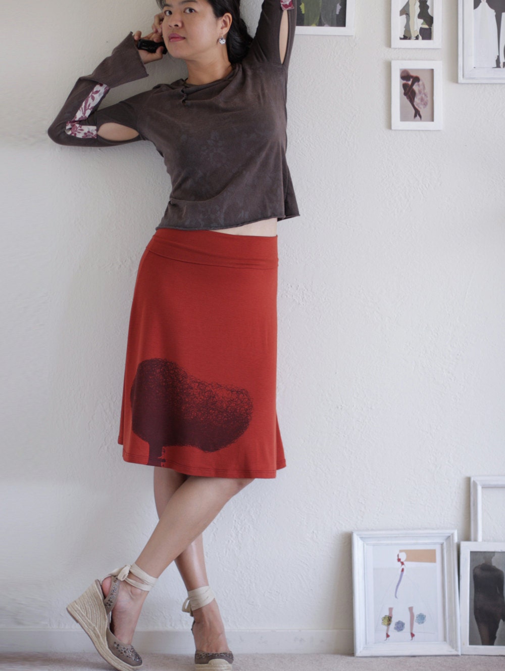 knee length fall skirts
