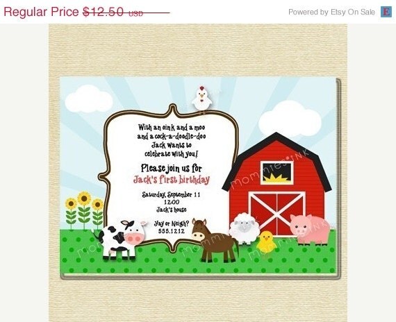HOLIDAY SALE 10% off Farm Buddies Birthday Invite - PRINTABLE Invitation Design Il_570xn