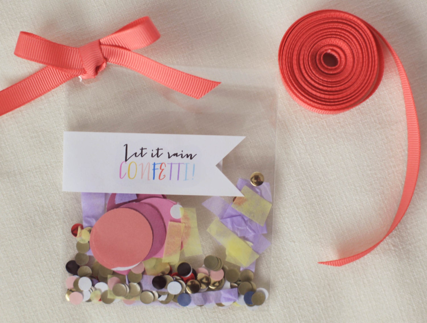 Confetti Labels Let it Rain Confetti by VanillaSkys on Etsy