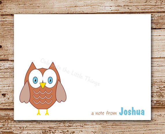 Set of 8 / Owl Note Cards / Thank You Notecards / Personalized Stationery Il_570xn