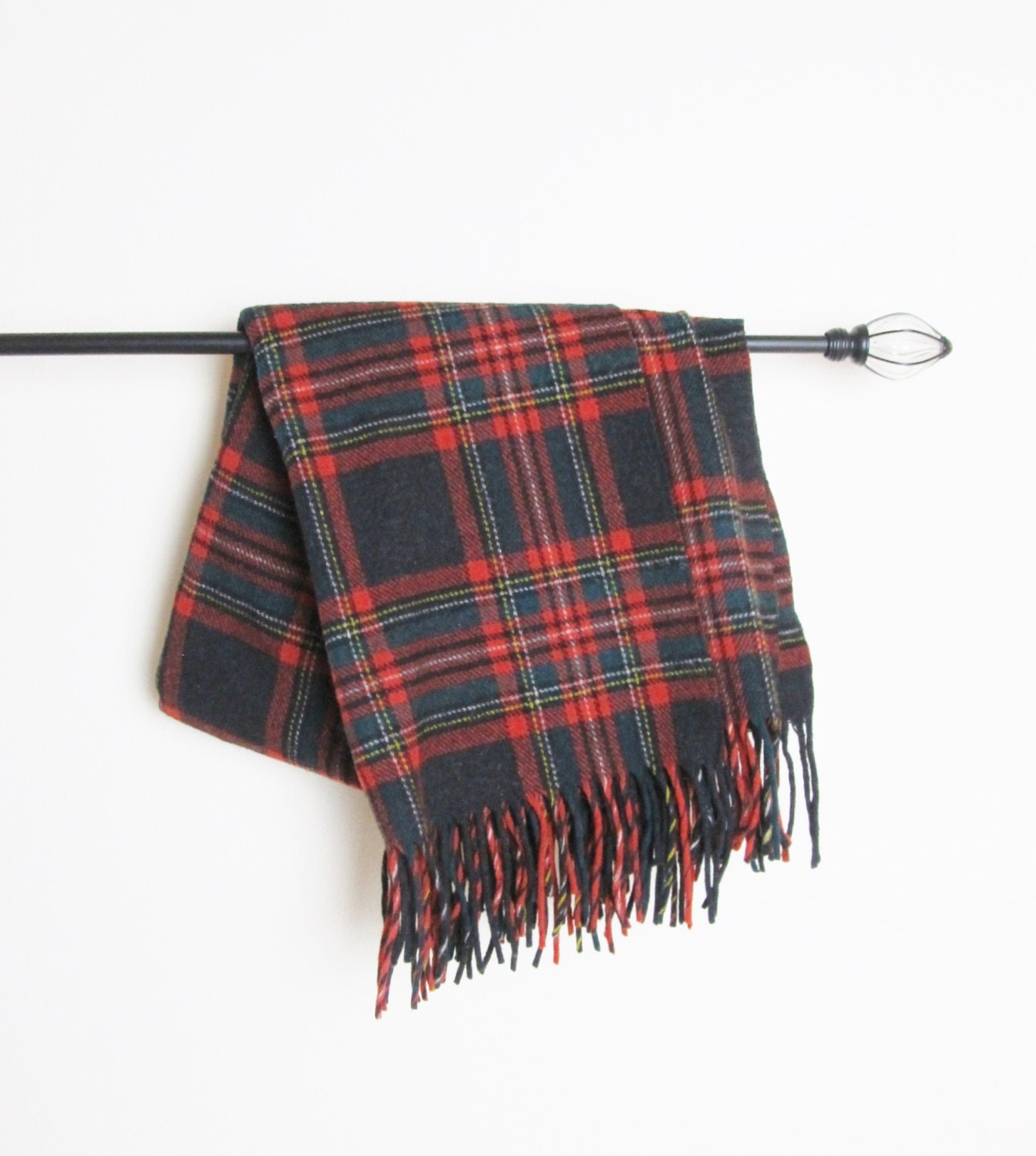 Vintage PENDLETON Blanket / Red Plaid Wool Throw by JLVintage