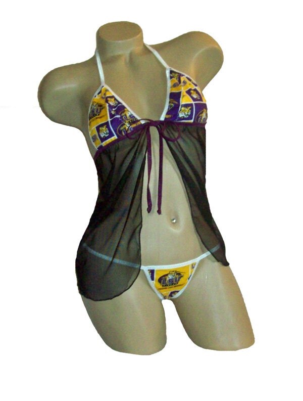 Ncaa Lsu Tigers Lingerie Negligee Babydoll Sexy Teddy Set With